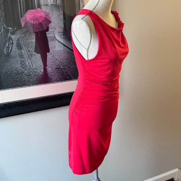 NWT! ZARA Asymmetrical Stretchy Little Red Dress - Size Large - Picture 6 of 8